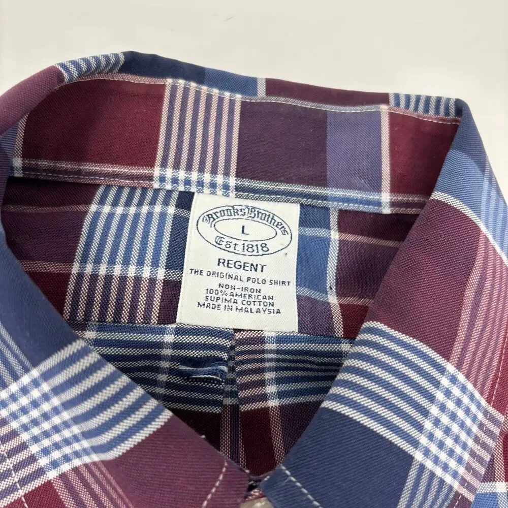 Brooks Brothers Large‎ Red Blue Check Plaid Long Sleeve Button Down Regent Shirt